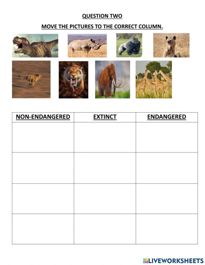 Third grade endangered species word search puzzle with animal names hidden in a grid of letters