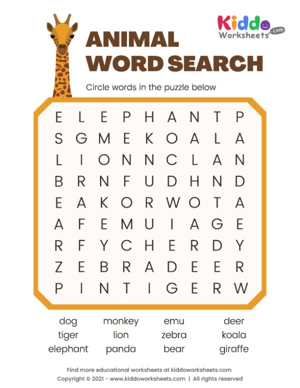 Third grade student completing an endangered species word search puzzle worksheet