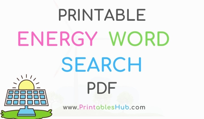 Third grade student completing an energy word search worksheet with physics vocabulary