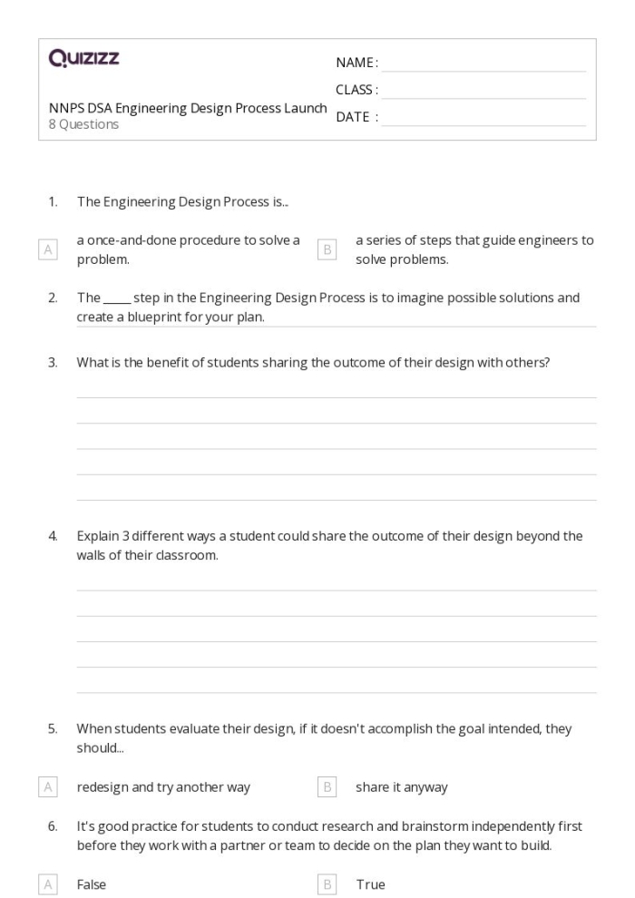 Engineering Design Process Part 1 Define the Problem Worksheet 8 Sixth grade graphic organizer worksheet focusing on the first step of the engineering design process for defining a problem
