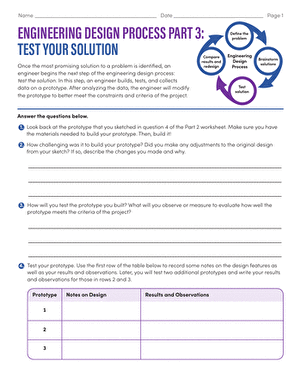 Sixth Grade Engineering Design Process Worksheet Image 16 Problem Definition Activity Sheet Engineering Design Process Part 1 Define the Problem worksheet graphic organizer for sixth grade students learning about integers and rational numbers