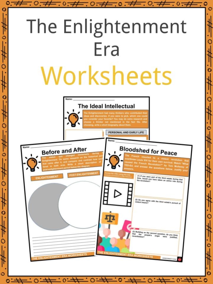 Sixth grade worksheet for matching historical Enlightenment thinkers with their major works