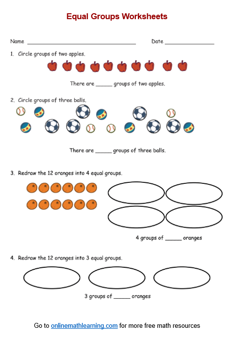 Equal Groups Smoothies worksheet for teaching repeated addition and multiplication to third graders Third grade students solving equal groups smoothie problems by adding repeated groups of 5 and 6 fruits to understand multiplication concepts