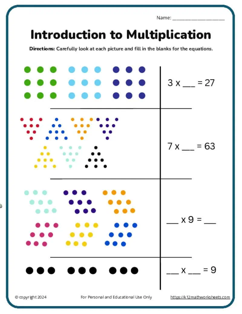 Third grade students solving equal groups multiplication problems by counting and adding groups together