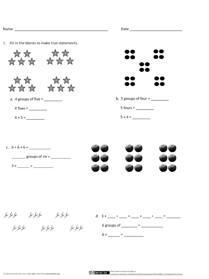 Visual representation of equal groups for 3rd grade multiplication practice