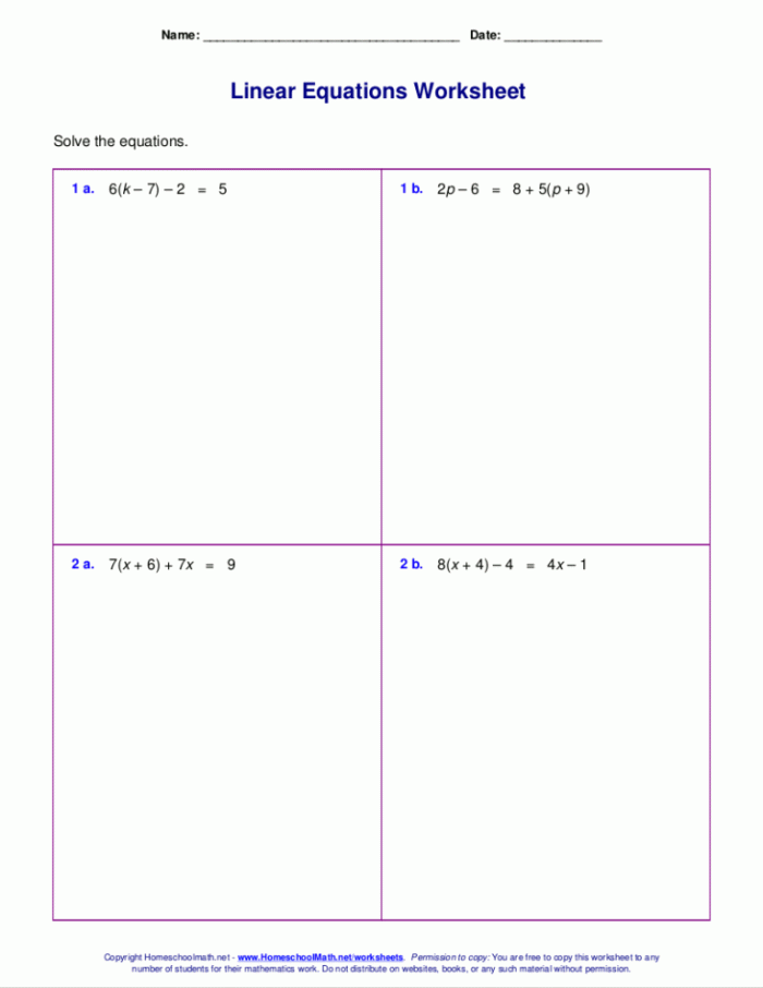 Eighth grade math worksheet for solving equations with variables on both sides
