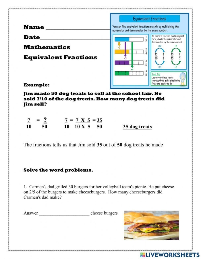 Equivalent Expressions Word Problems Part 1 Worksheet 21 Seventh grade worksheet featuring algebra word problems for practice with equivalent expressions