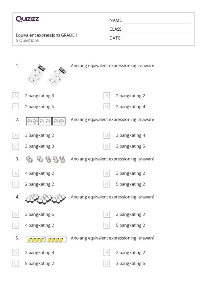 Engaging card sort activity for seventh graders to simplify and group equivalent expressions Equivalent Expressions Card Sort worksheet featuring a variety of expression cards for students to organize