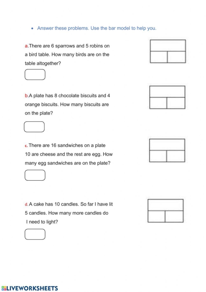Fourth grade math worksheet featuring bar models to help students identify equivalent fractions