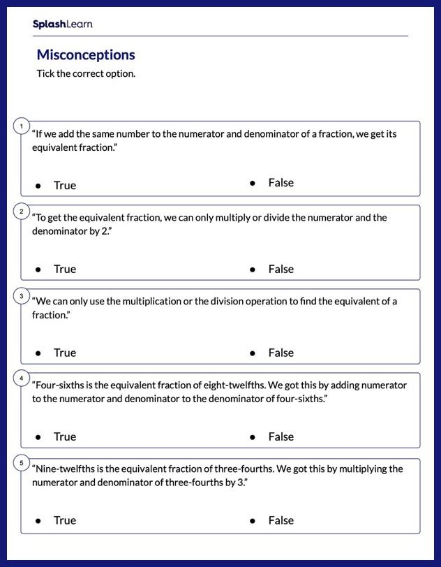 Fourth grade math worksheet focused on calculating equivalent fractions through multiplication and division techniques