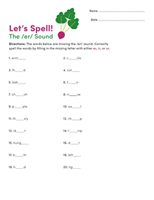 Fourth grade student completing a practice worksheet focused on spelling words with the er sound