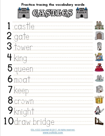 Fourth grade vocabulary worksheet featuring a princess themed escape the castle puzzle