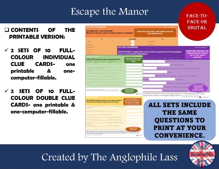 Worksheet featuring vocabulary exercises to help a princess escape her castle