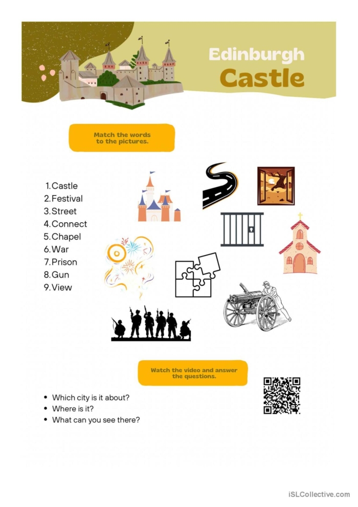 Vocabulary worksheet for 4th graders helping a princess escape the castle