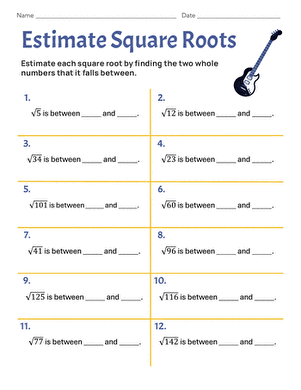 Practice estimating square roots with this number sense worksheet for grade 8 Eighth grade student solving estimate square roots problems on a math worksheet