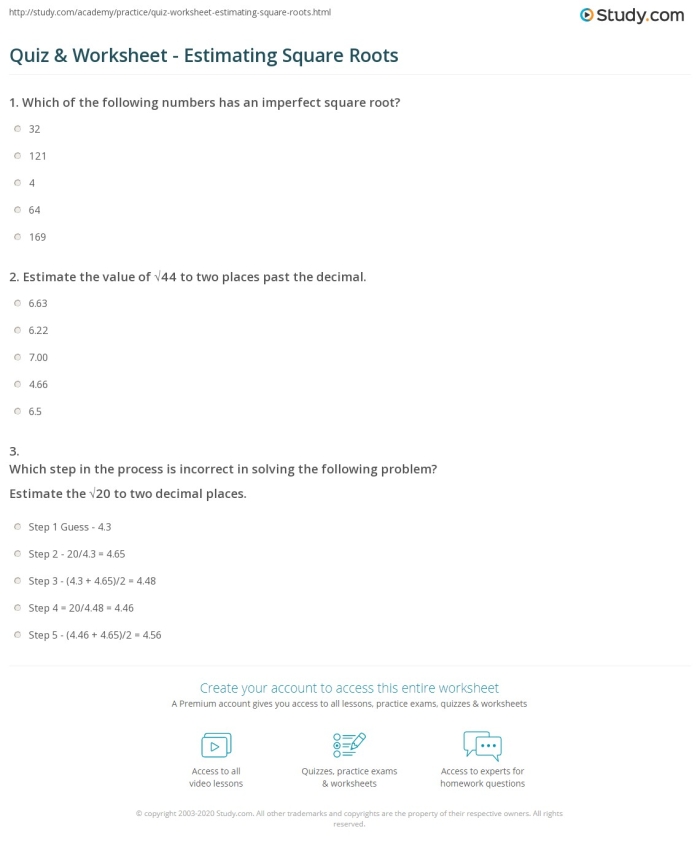 Estimating Square Roots Math Practice for Middle School Students Eighth grade student solving square root estimation problems on a practice worksheet