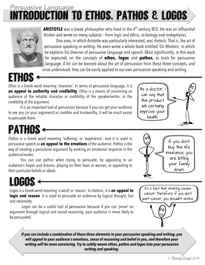 Pet Rock Mascot Rhetorical Appeals Activity 19 Seventh grade student worksheet showing a decorated pet rock with persuasive writing prompts about ethos pathos and logos for mascot selection