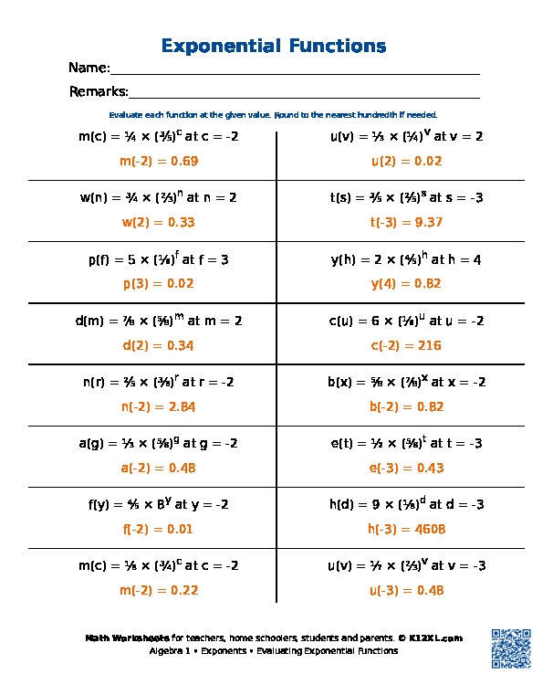 Sixth grade students practice solving mathematical power problems on this evaluating exponents worksheet