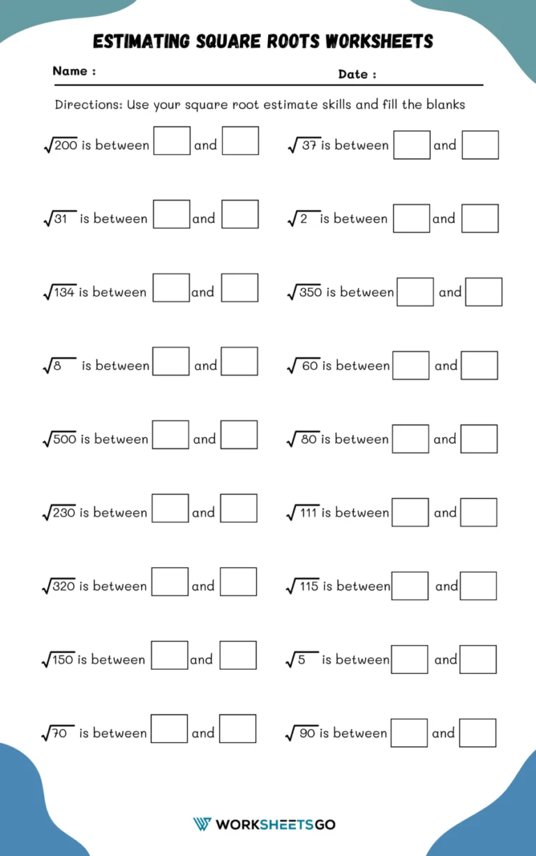 Evaluating Square Roots Practice Worksheet for Eighth Grade Students Eighth grade math worksheet focusing on evaluating square roots of perfect squares