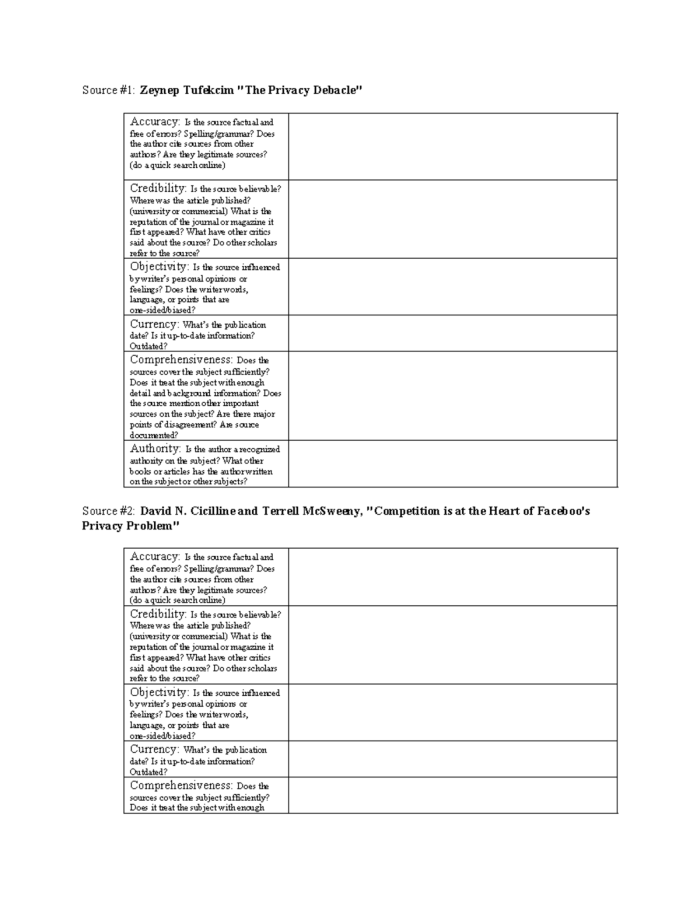 Evaluating Sources Checklist - Grade 6 History Resource 13 A sixth grade student worksheet showing a checklist for evaluating historical sources with criteria for relevance accuracy bias and reliability