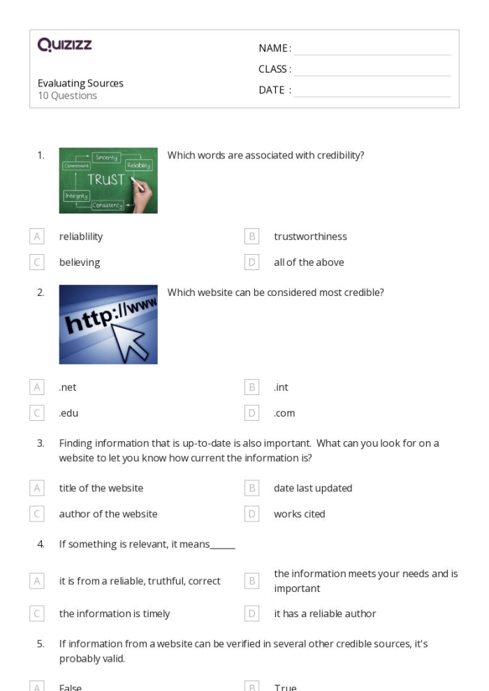 Evaluating Sources Checklist worksheet for middle school history students A sixth grade student uses a checklist to evaluate historical sources for accuracy, bias, relevance and reliability