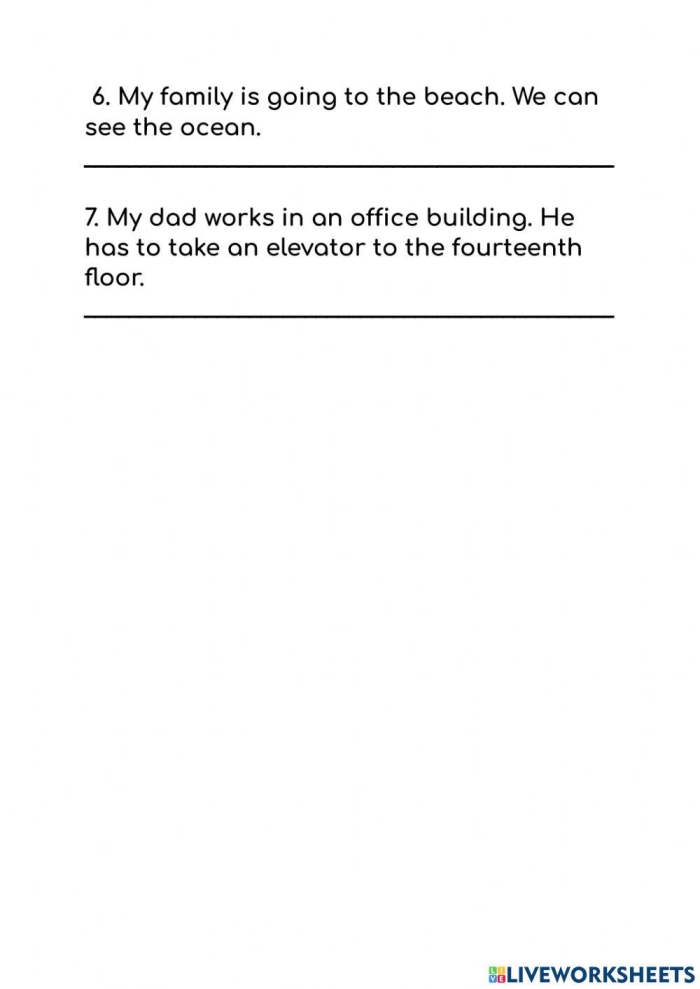 Worksheet for expanding sentences using coordinating conjunctions for third graders