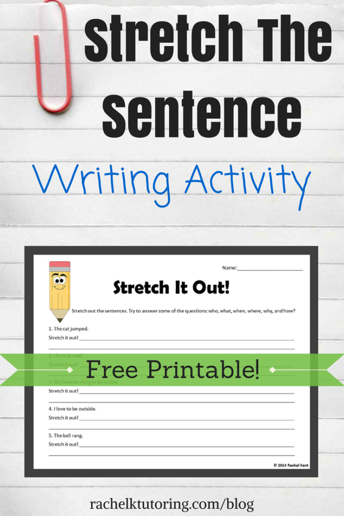 Stretch a Sentence worksheet for second graders focusing on expanding ideas with details