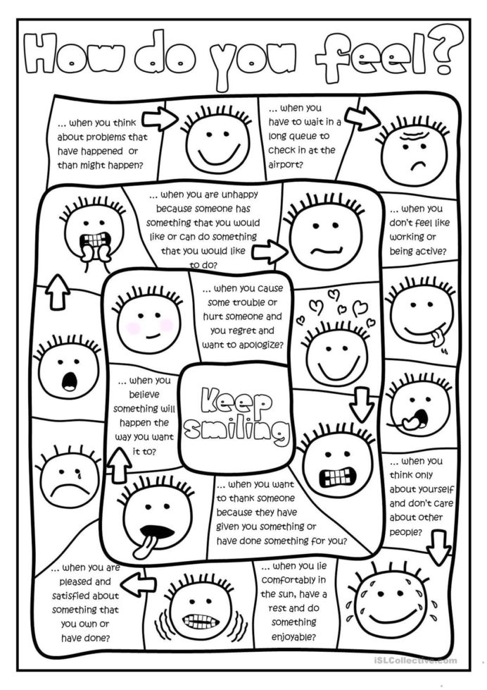 Creating Colorful Artwork to Show Emotions in the Moment Second graders using shapes and colors to express their feelings through art on an emotions worksheet