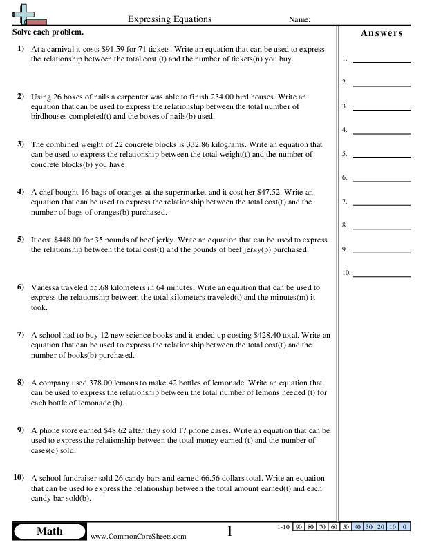 Comparing expressions and equations worksheet for 6th grade math students 25 Sixth grade algebra worksheet focused on distinguishing between expressions and equations