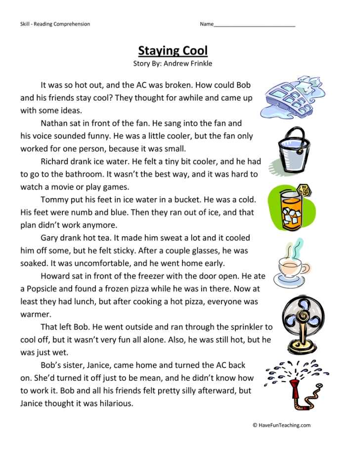 Extended Reading Comprehension worksheet designed for fifth graders to enhance reading skills