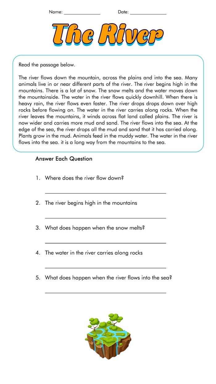 Sixth grade geometry reading comprehension worksheet featuring a two-page story and assessment questions