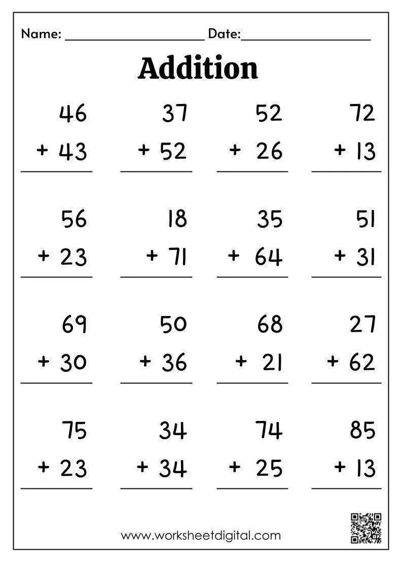 Worksheet featuring 36 problems on three-digit addition with regrouping for third graders