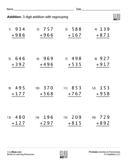 Worksheet featuring three-digit subtraction problems for extra practice