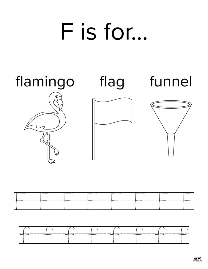 Preschool student practicing letter F sounds and coloring on a fun alphabet worksheet