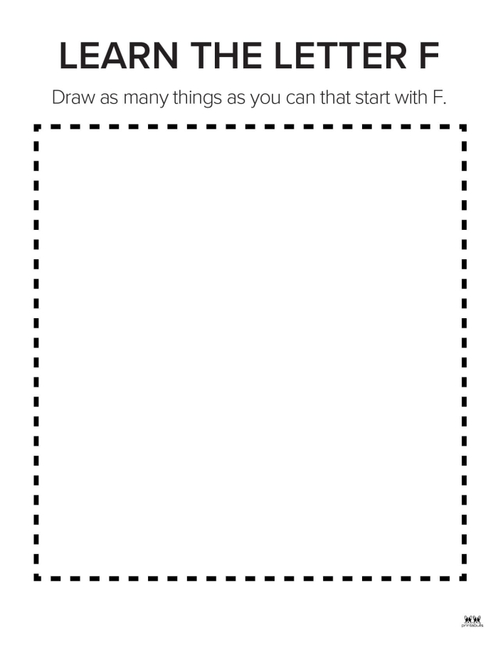 Pre-K worksheet page featuring letter F for coloring and phonics practice 8