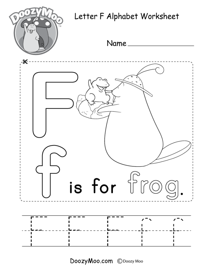 Colorful worksheet for preschoolers to learn the letter F and its sounds through fun activities. Engaging F Is For... worksheet for figurative language practice in Pre-K.