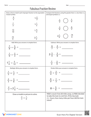 Fifth grade students completing a math assignment with a Fabulous Fraction Review worksheet