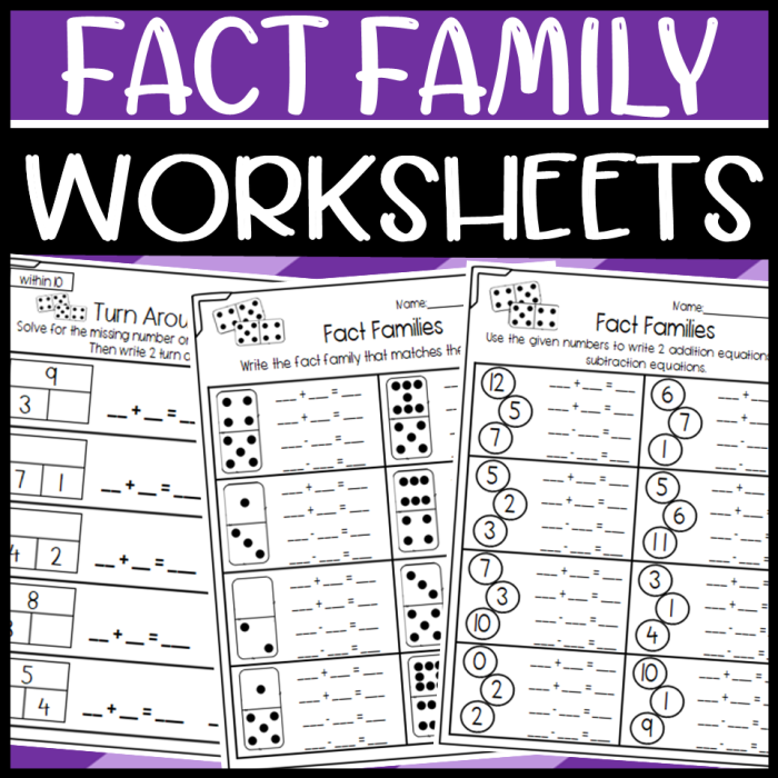 Fact Family Houses Math Worksheet 12 for First Grade Students First grade math worksheet featuring fact family houses for addition and subtraction practice