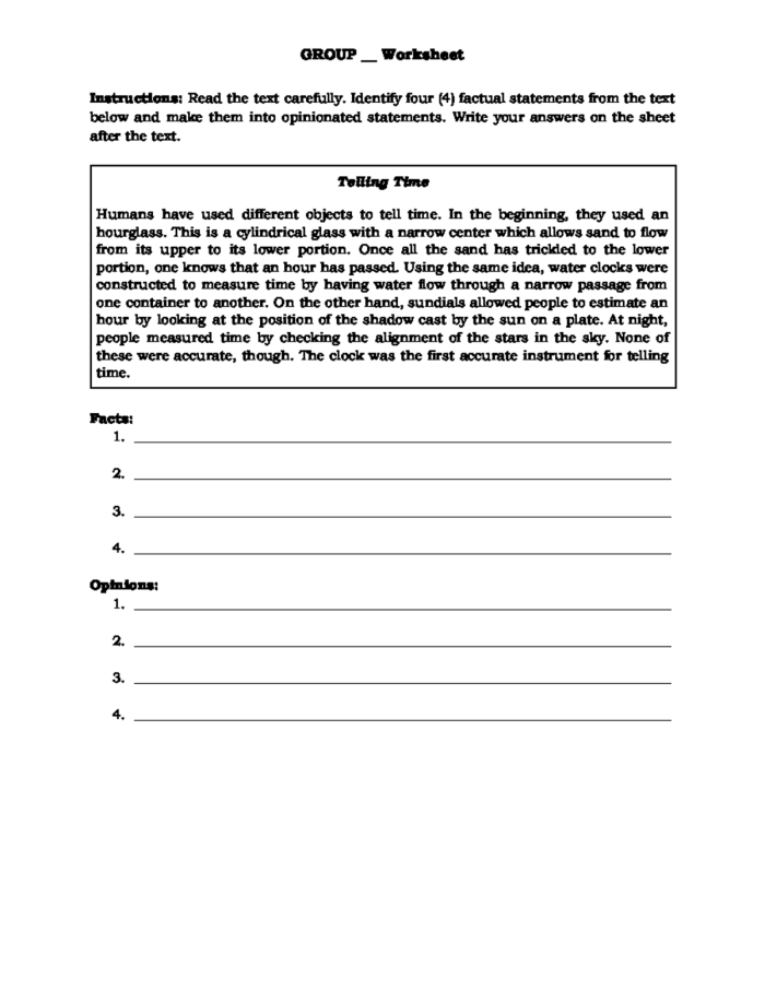 Fourth grade Spanish learners practice identifying facts and opinions with distinguishing exercises on this literacy worksheet