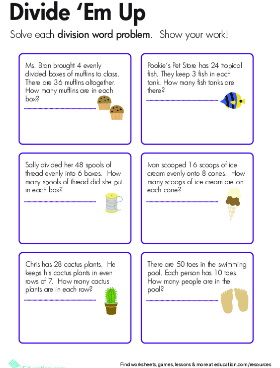 Three children sharing cookies equally in groups for third grade division practice