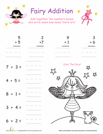 Engaging math practice featuring fairies for young learners Colorful Fairy Double-Digit Addition worksheet designed for first graders