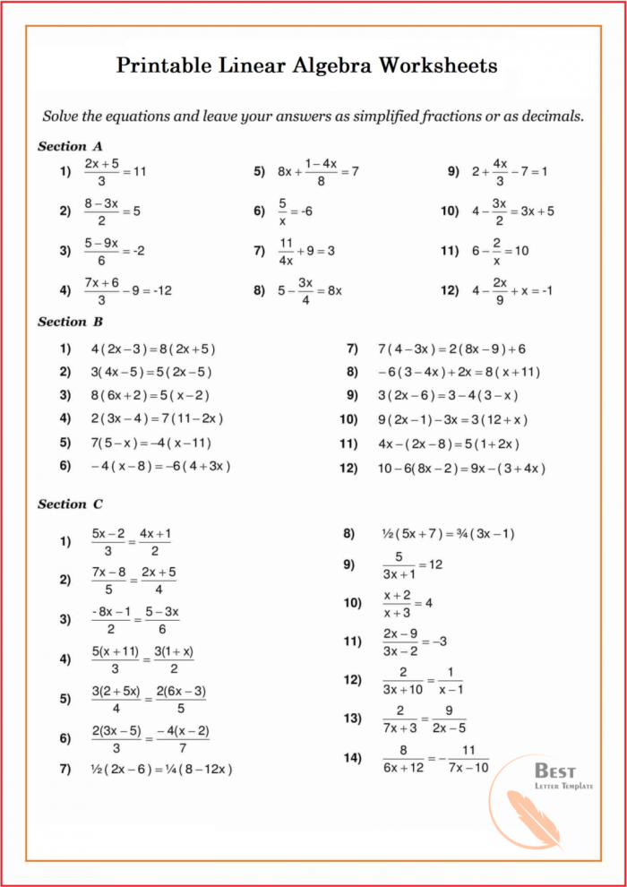 Fifth Grade Fall Mixed Operations Pre-Algebra Worksheet Number 10 Fall themed pre-algebra equations worksheet for fifth grade math practice