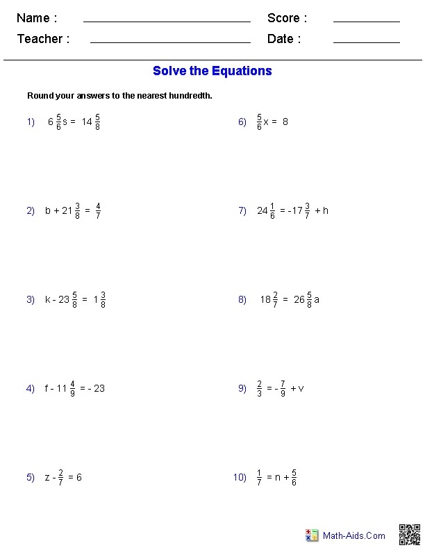 Mixed Operations worksheet for Fifth Grade Colorful pumpkins and autumn leaves create a festive backdrop for a pre-algebra equations worksheet. Engaging fall-themed pre-algebra equations for fifth graders to enjoy.