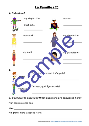 Engaging introduction to family terms in French for young learners Family-themed French vocabulary worksheet for first graders