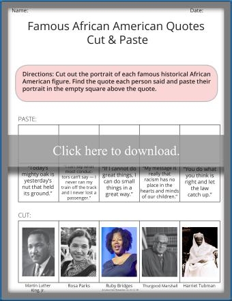 Engaging worksheet to enhance reading skills and knowledge about notable African American contributions Famous Black Americans Quiz worksheet for fourth graders focusing on influential figures in music, sports, and literature