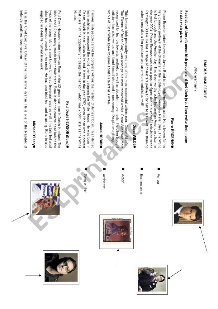 Third grade student working on a biographical worksheet about influential Irish American figures