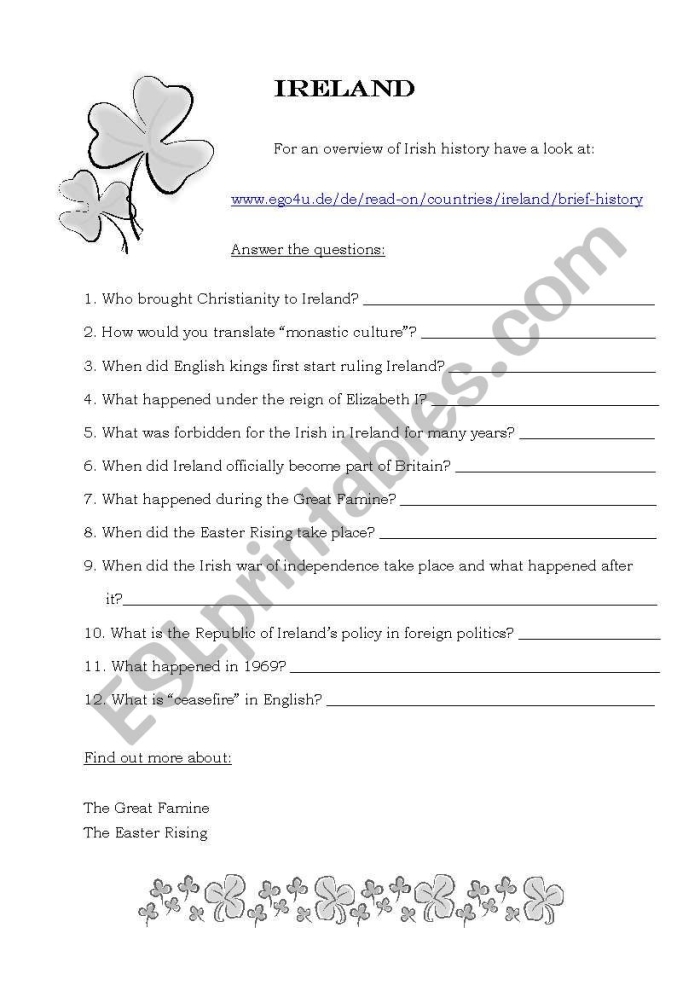Community and Culture worksheet for Fourth Grade Worksheet featuring a word search of notable Irish figures for kids to enjoy and learn. Engaging activity for fourth graders themed around famous Irish personalities.