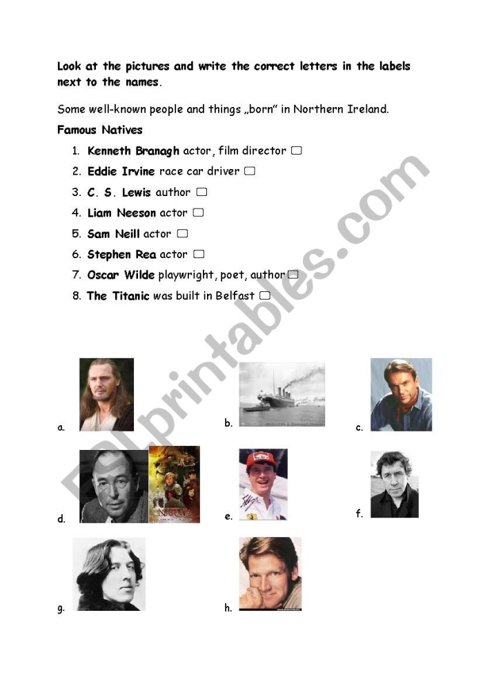 Community and Culture worksheet for Fourth Grade Word search worksheet featuring famous Irish individuals for kids to explore and enjoy. Engaging activity for fourth graders celebrating St. Patrick's Day.