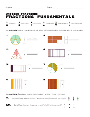 Third grade math worksheet featuring farm animal illustrations to practice fraction fundamentals