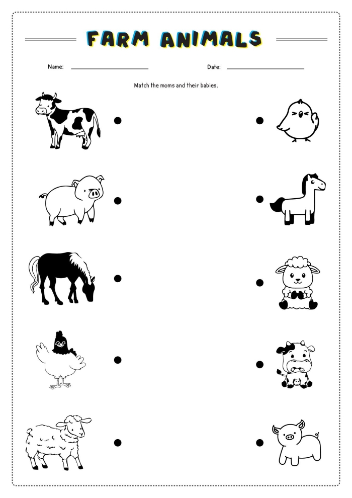 Third grade math worksheet featuring farm animal illustrations to practice fraction fundamentals
